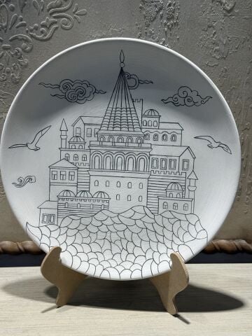 Çini Tahrirli Bisküvi - GALATA 30 CM TABAK