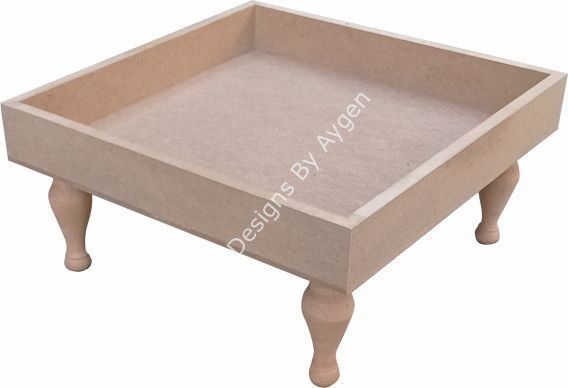 Boyanabilir Ahşap Ham Objeler - KARE TORNA AYAK SUNUMLUK