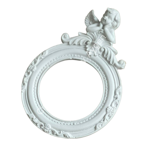 Boyanabilir Polyester Ham Objeler -YUVARLAK MELEKLİ ÇERÇEVE