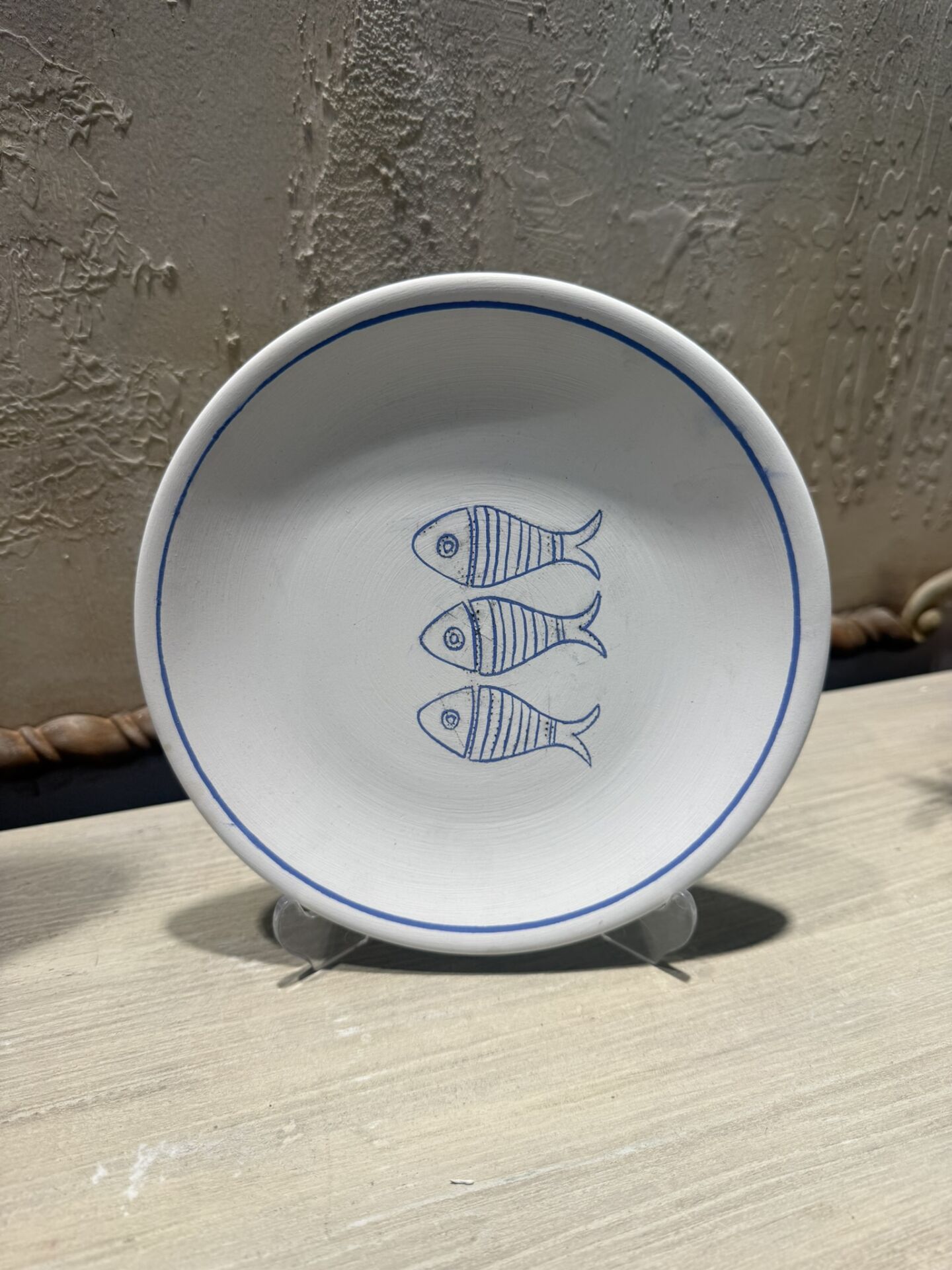 Çini Tahrirli Bisküvi - MAVİ BALIK TABAK 18 CM