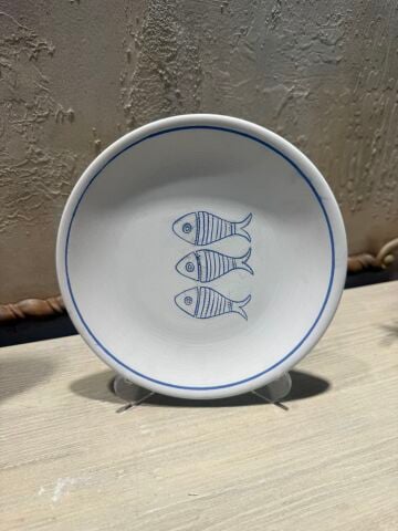 Çini Tahrirli Bisküvi - MAVİ BALIK TABAK 18 CM