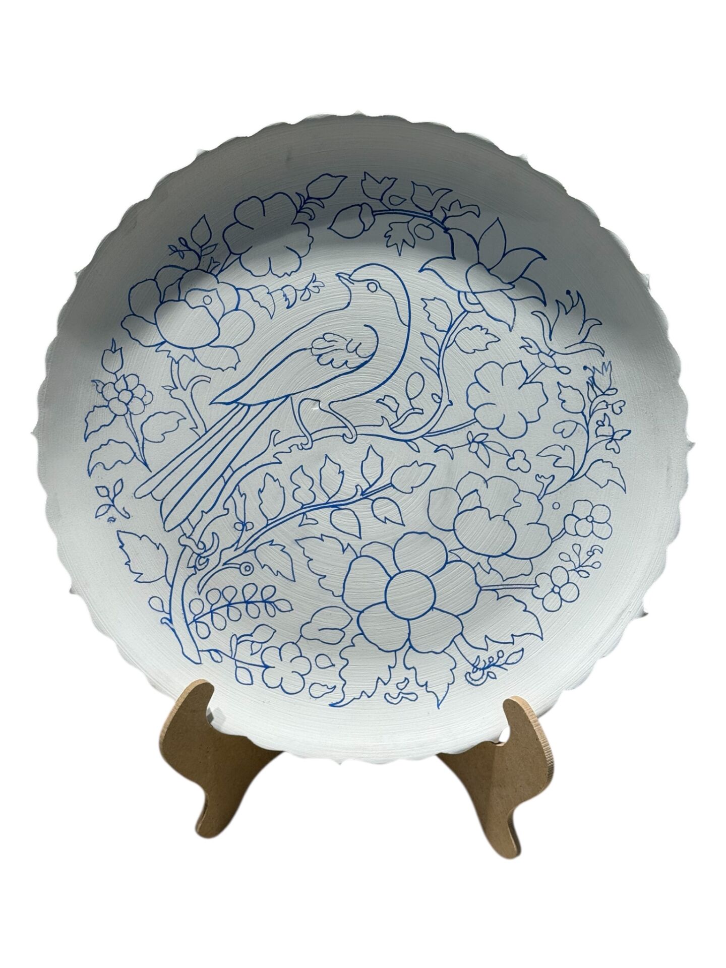 RÖLYEF TABAK 30 CM - MAVİ TAHRİR KUŞLU