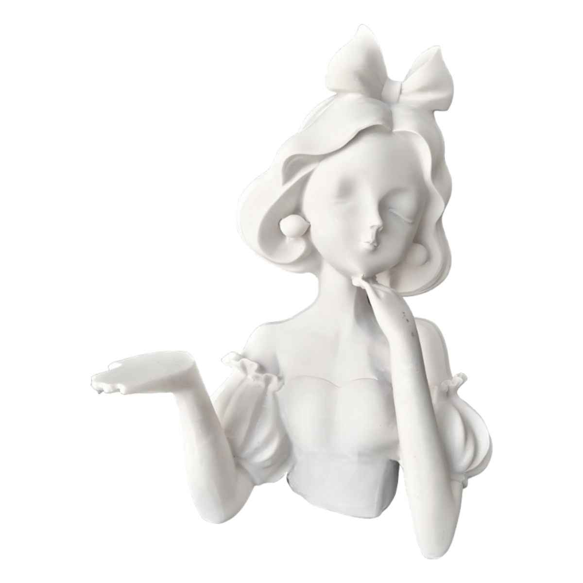 Boyanabilir Polyester Ham Objeler -İnci Küpeli Tepsili Kız