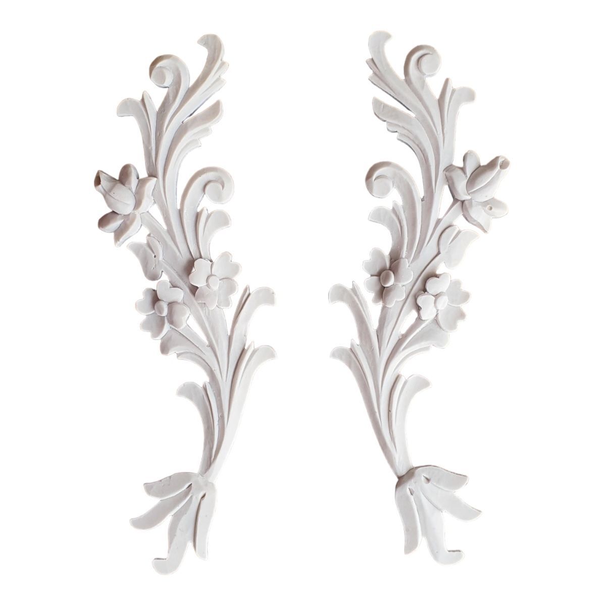 Boyanabilir Polyester Ham Objeler -İKİLİ ÇİÇEKLİ KABARTMA 33,5X9 CM