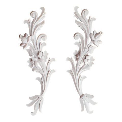 Boyanabilir Polyester Ham Objeler -İKİLİ ÇİÇEKLİ KABARTMA 33,5X9 CM