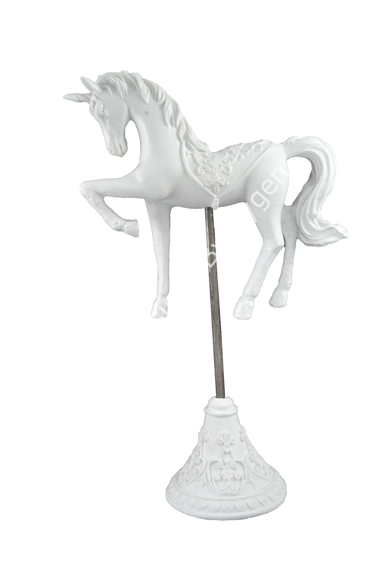 Boyanabilir Polyester Ham Objeler -KAİDEDE TEK BOYNUZLU AT 34X20 CM