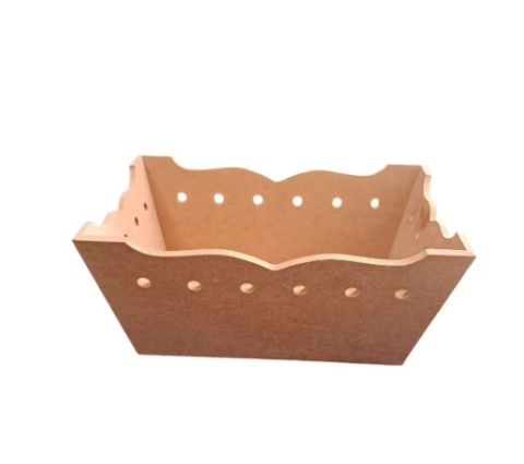 Boyanabilir Ahşap Ham Objeler -DELİKLİ EKMEK SEPETİ DİKDÖRTGEN 18x28x12 cm