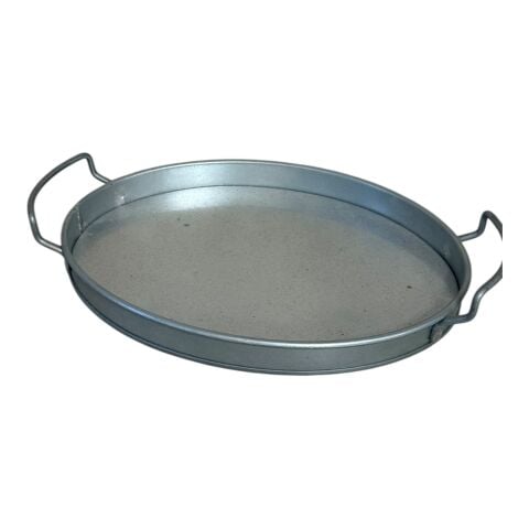 GALVANİZ DEKORATİF - OVAL TEPSİ BÜYÜK BOY 27X20X4