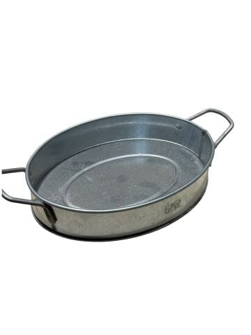 GALVANİZ DEKORATİF - OVAL TEPSİ ORTA BOY 20X15X4