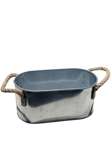 GALVANİZ DEKORATİF - OVAL HALATLI SEPET 13 × 29 CM