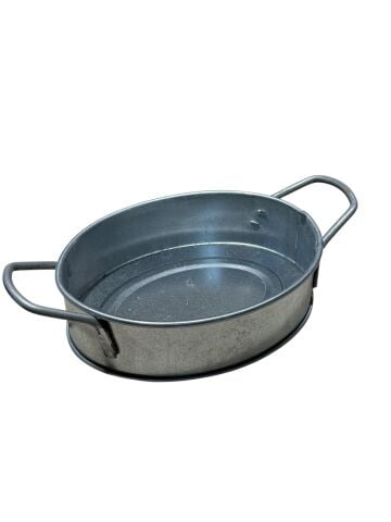 GALVANİZ DEKORATİF - OVAL TEPSİ MİNİ BOY 16X12X4