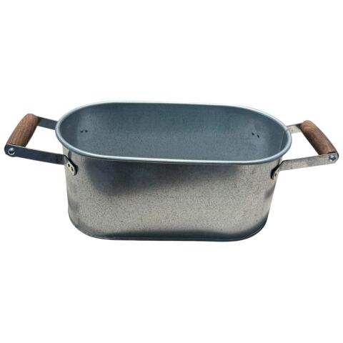 GALVANİZ DEKORATİF - OVAL AHSAP KULPLU SEPET 13 × 29 CM