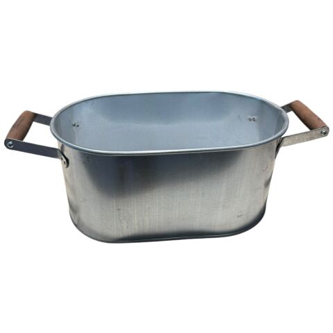 GALVANİZ DEKORATİF - OVAL AHŞAP DERİN KULPLU SEPET 15 × 33 CM