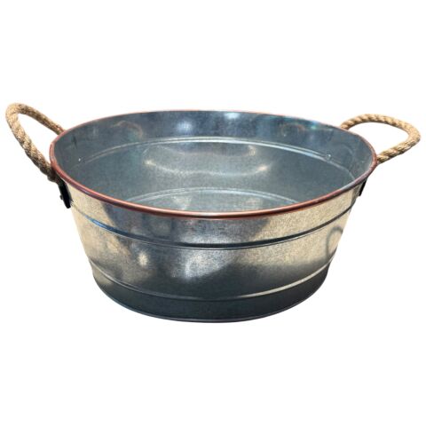 GALVANİZ DEKORATİF - BÜYÜK OVAL KOVA / SAKSI 18 × 39 × 36 CM