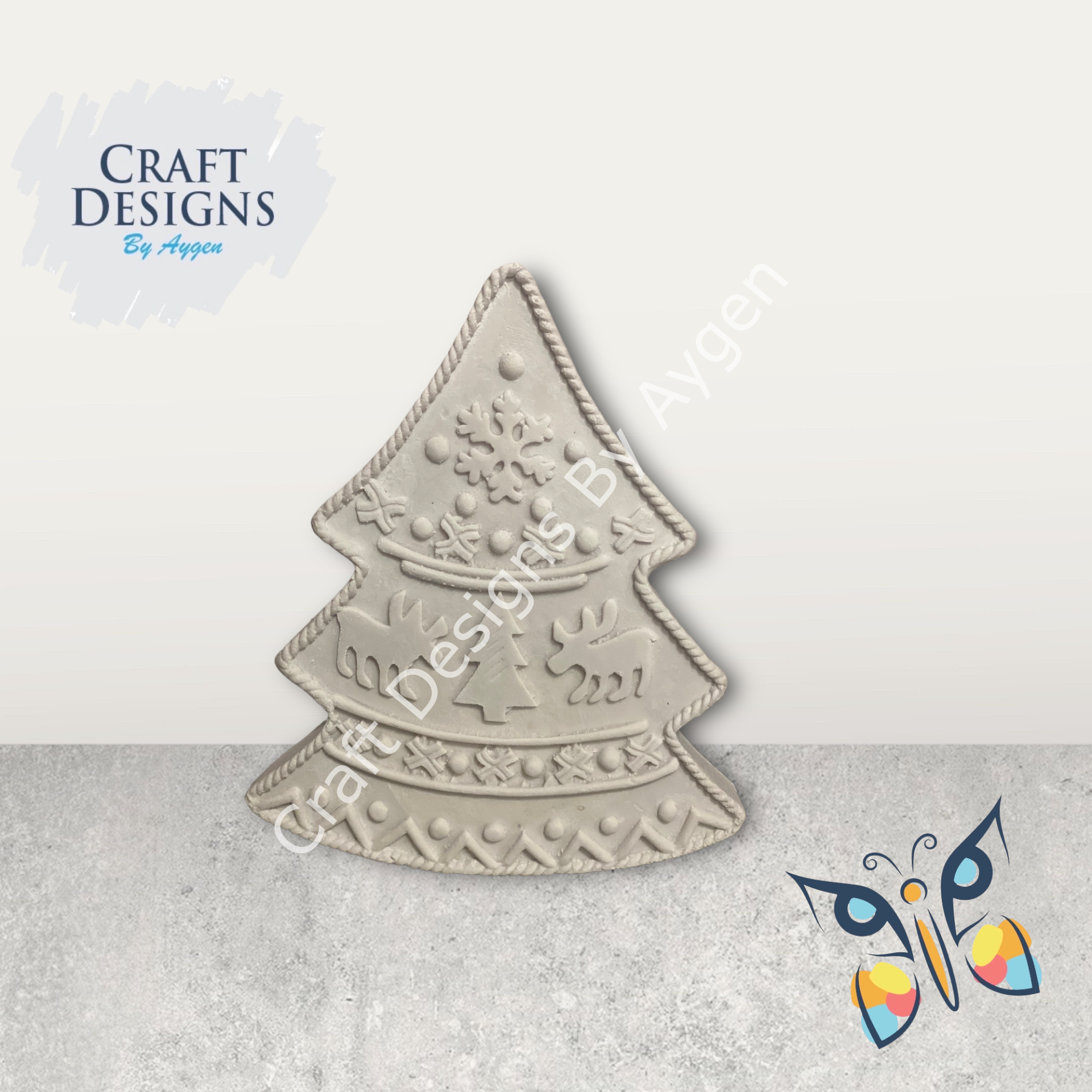 Boyanabilir Polyester Ham Objeler - YILBAŞI AĞACI 15X12 CM