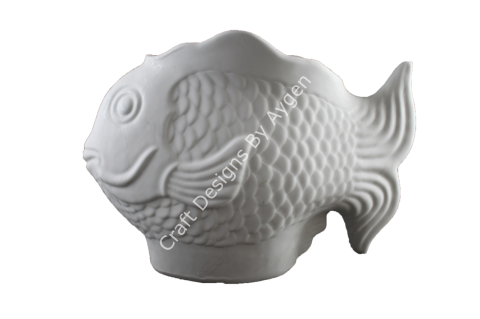 Boyanabilir Polyester Ham Objeler -BALIKLI VAZO 32X44 CM