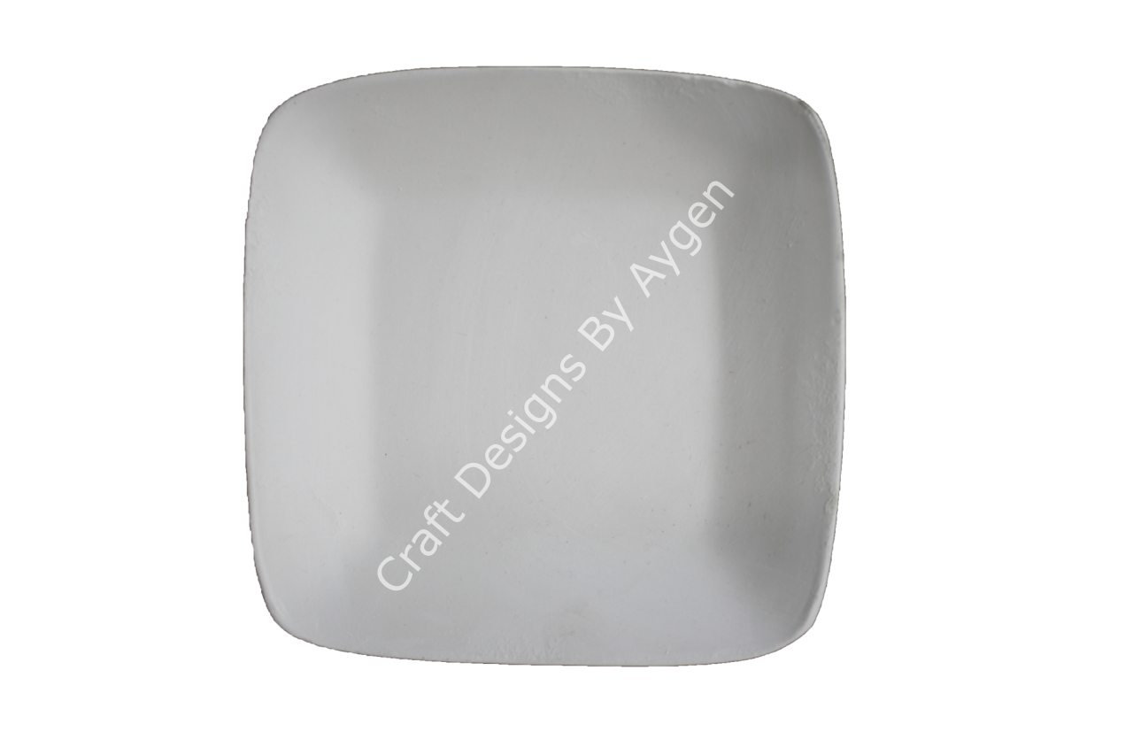 Boyanabilir Seramik Ham Objeler -KARE SERAMİK TABAK
