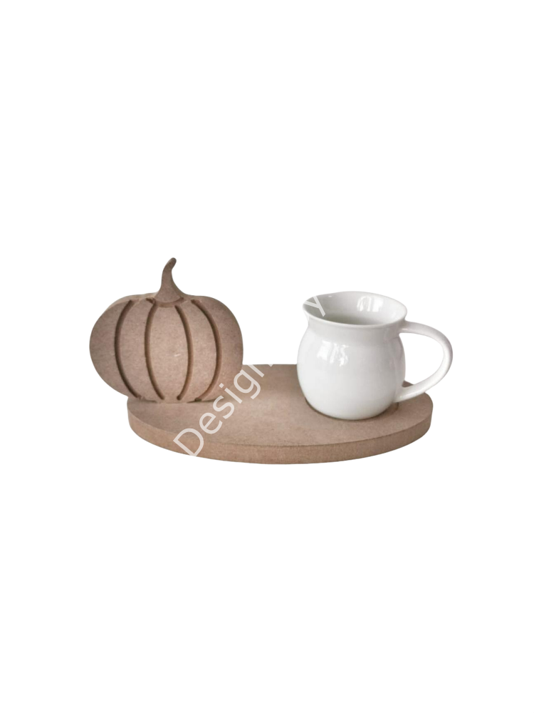 Boyanabilir Ahşap Ham Objeler -KABAK KAHVE SUNUMLUK 18 x 10 cm