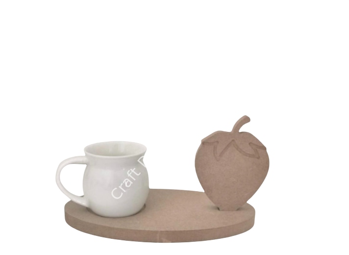 Boyanabilir Ahşap Ham Objeler -ÇİLEK KAHVE SUNUMLUK 18 x 10 cm