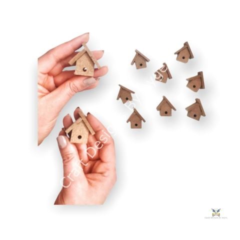 Boyanabilir Ahşap Ham Objeler -MİNİK KUŞ EVİ DEKOR 4 cm