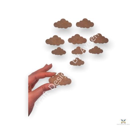 Boyanabilir Ahşap Ham Objeler -İKİLİ BULUT  8 x 4.5 cm ve 6 x 3.5 cm