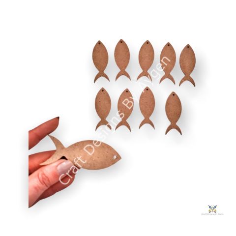 Boyanabilir Ahşap Ham Objeler -BALIK TEKLİ 8X3.5 cm