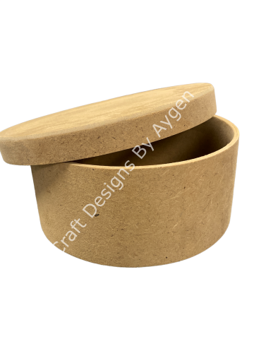 Boyanabilir Ahşap Ham Objeler -YUVARLAK KUTU KÜÇÜK 18x18x7