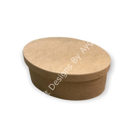 Boyanabilir Ahşap Ham Objeler -OVAL KUTU BÜYÜK 21x28x11 CM