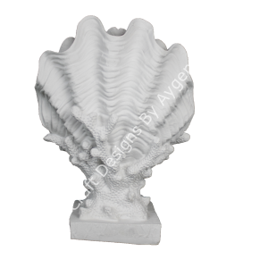 Boyanabilir Polyester Ham Objeler -MERCAN ÜZERİNDE KAPALI DENİZ KABUĞU 30X22 CM