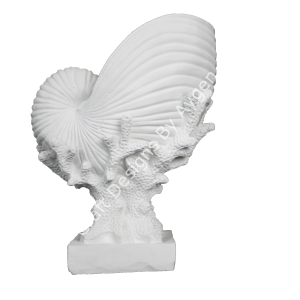 Boyanabilir Polyester Ham Objeler -MERCAN ÜZERİNDE DENİZ KABUĞU 26X20 CM