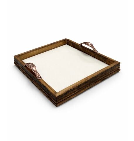 Boyanabilir Ahşap Ham Objeler - AHŞAP TEPSİ 20X20 KARO UYUMLU - KARO HARİÇ