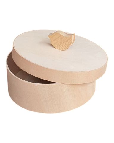 Boyanabilir Ahşap Ham Objeler -MASİF KUŞLU YUVARLAK KUTU