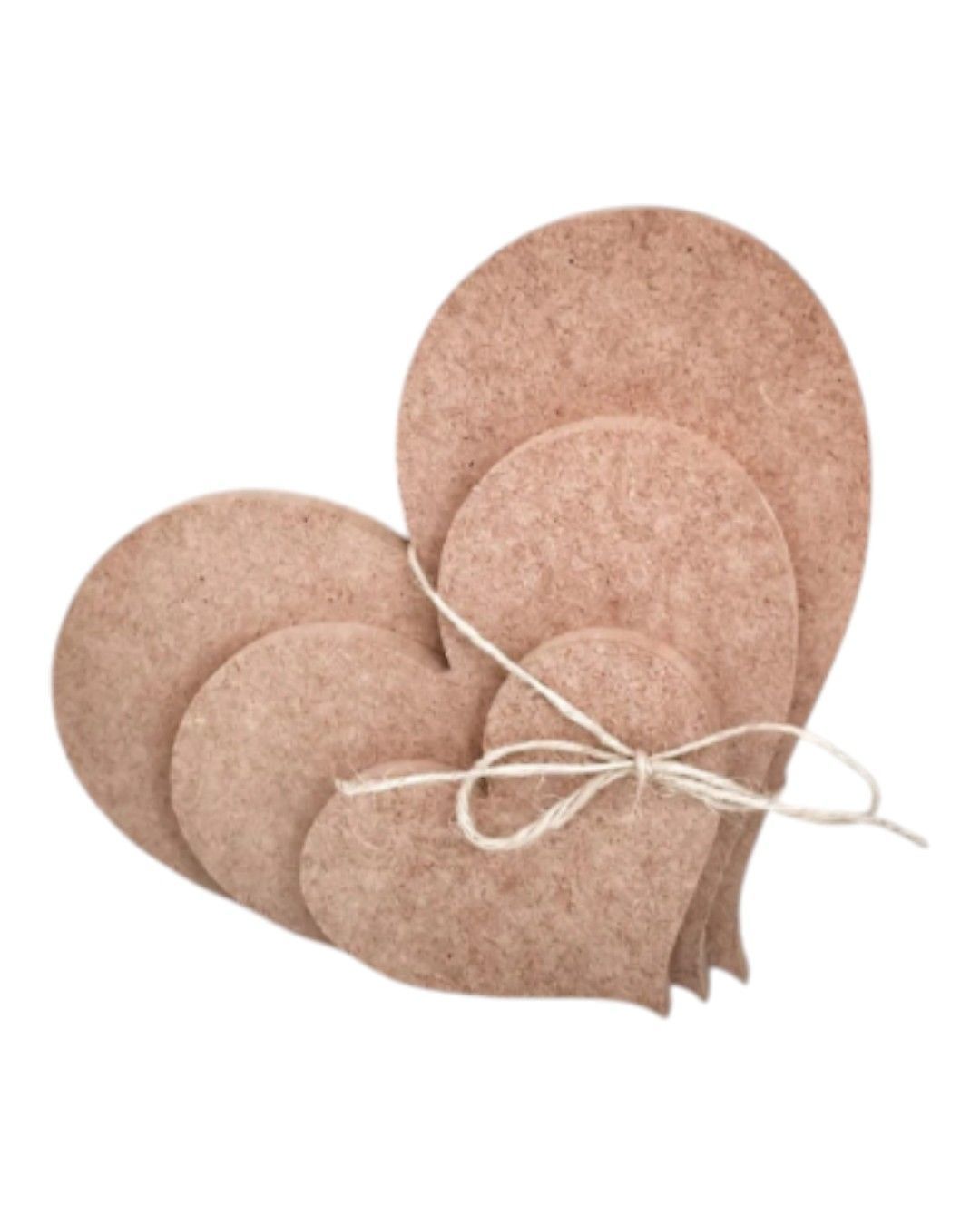 Boyanabilir Ahşap Ham Objeler -ÜÇLÜ KALP 10 cm/ 15 cm/ 20 cm