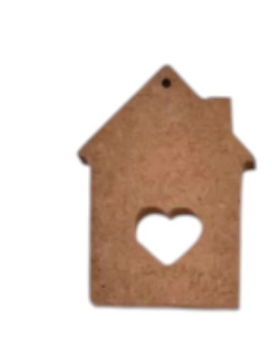 Boyanabilir Ahşap Ham Objeler -KALPLİ EV OBJELER  8 x 6 cm