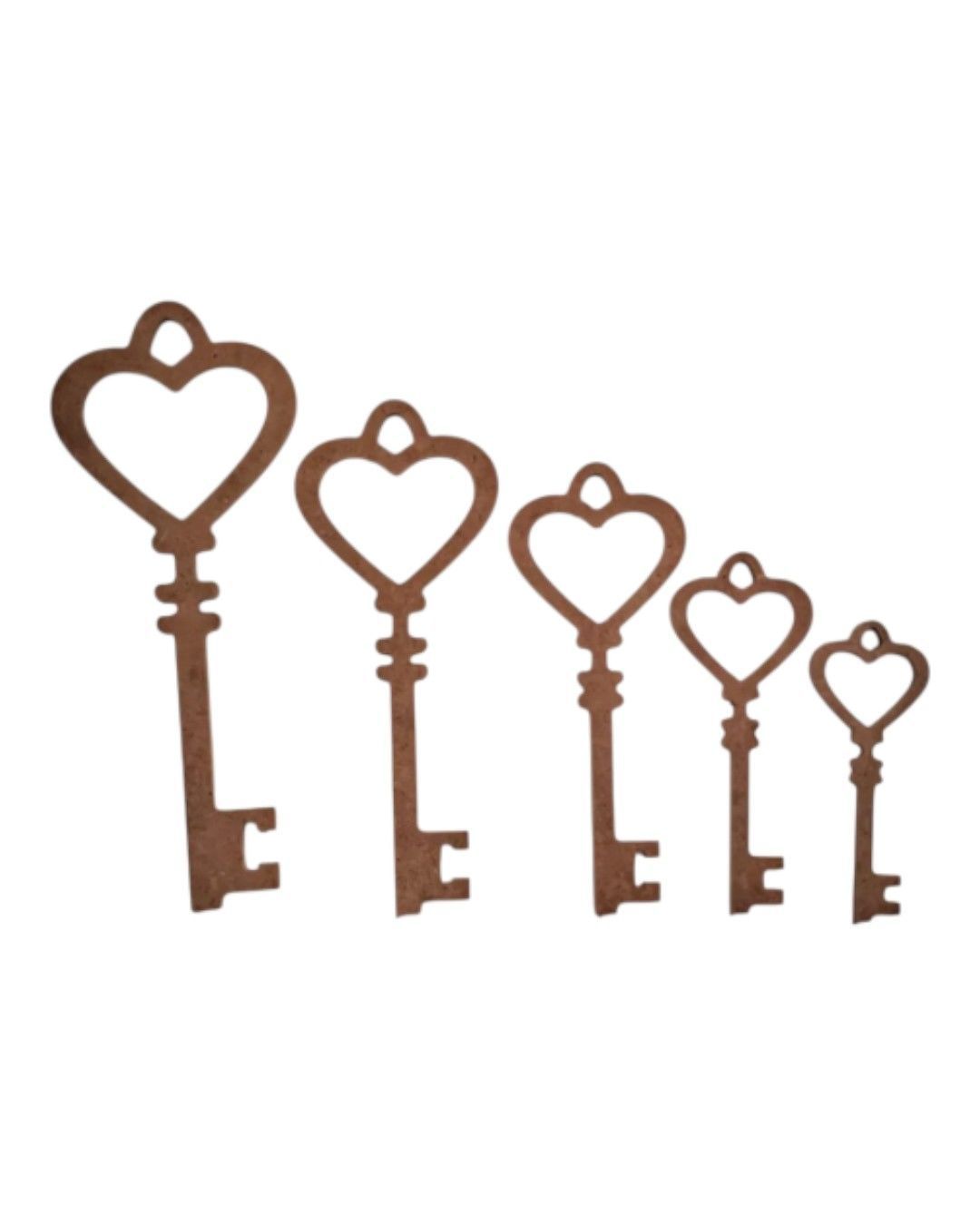 Boyanabilir Ahşap Ham Objeler -BEŞLİ ANAHTARLAR (20-17-15-12-10 cm)