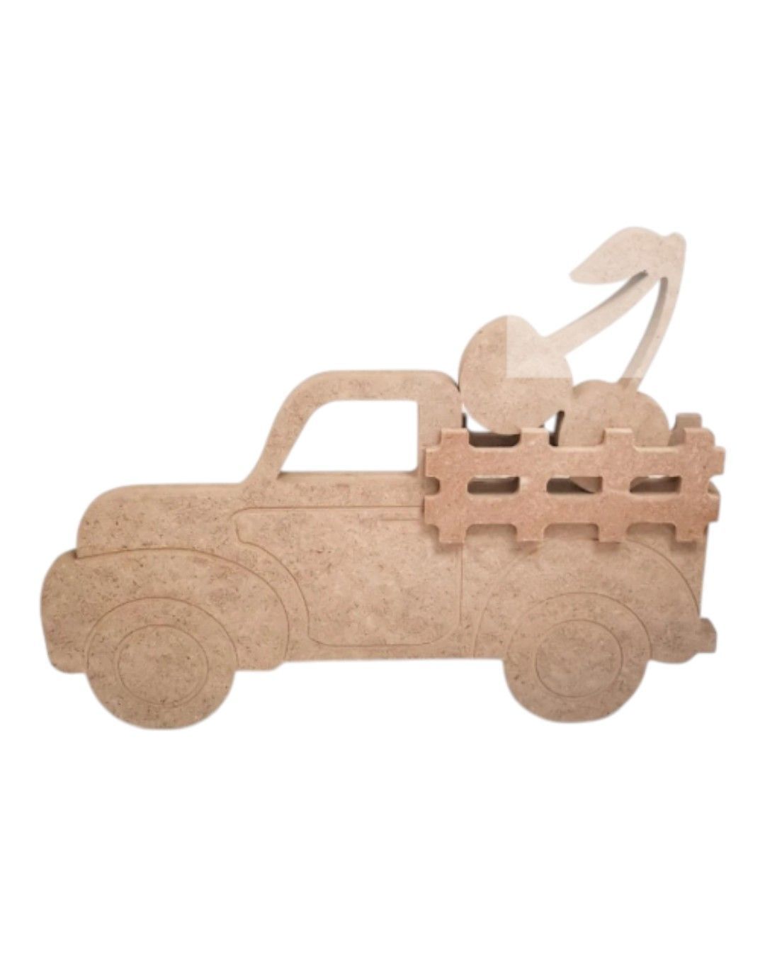 Boyanabilir Ahşap Ham Objeler -KAMYONET KİRAZLI 30 x 17 cm