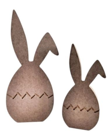 Boyanabilir Ahşap Ham Objeler -YUMURTALI TAVŞAN SET 20 x 10 cm ve 15 x 7 cm