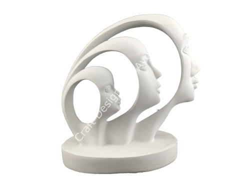 Boyanabilir Polyester Ham Objeler -ÜÇ KAFA DÜŞÜNEN ADAM 32X24 CM