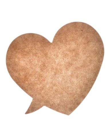 Boyanabilir Ahşap Ham Objeler -KALP DÜŞÜNCE BALONU  17.5 cm