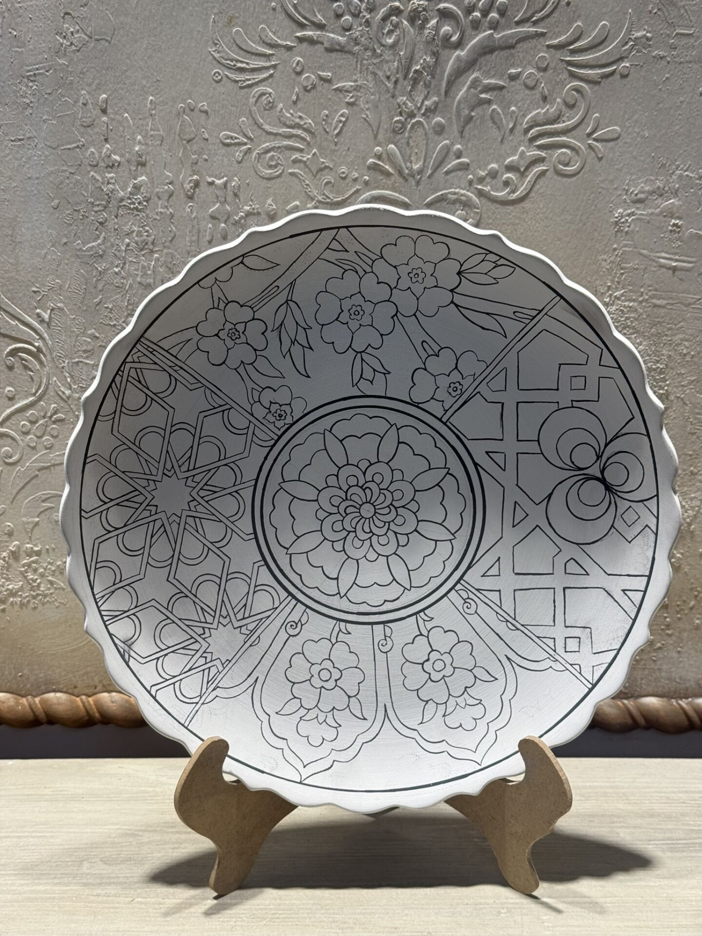 Çini Tahrirli Bisküvi - BEŞİ  BİR YERDE TABAK 30 CM