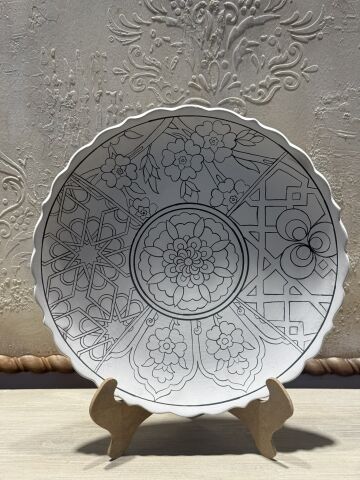 Çini Tahrirli Bisküvi - BEŞİ  BİR YERDE TABAK 30 CM