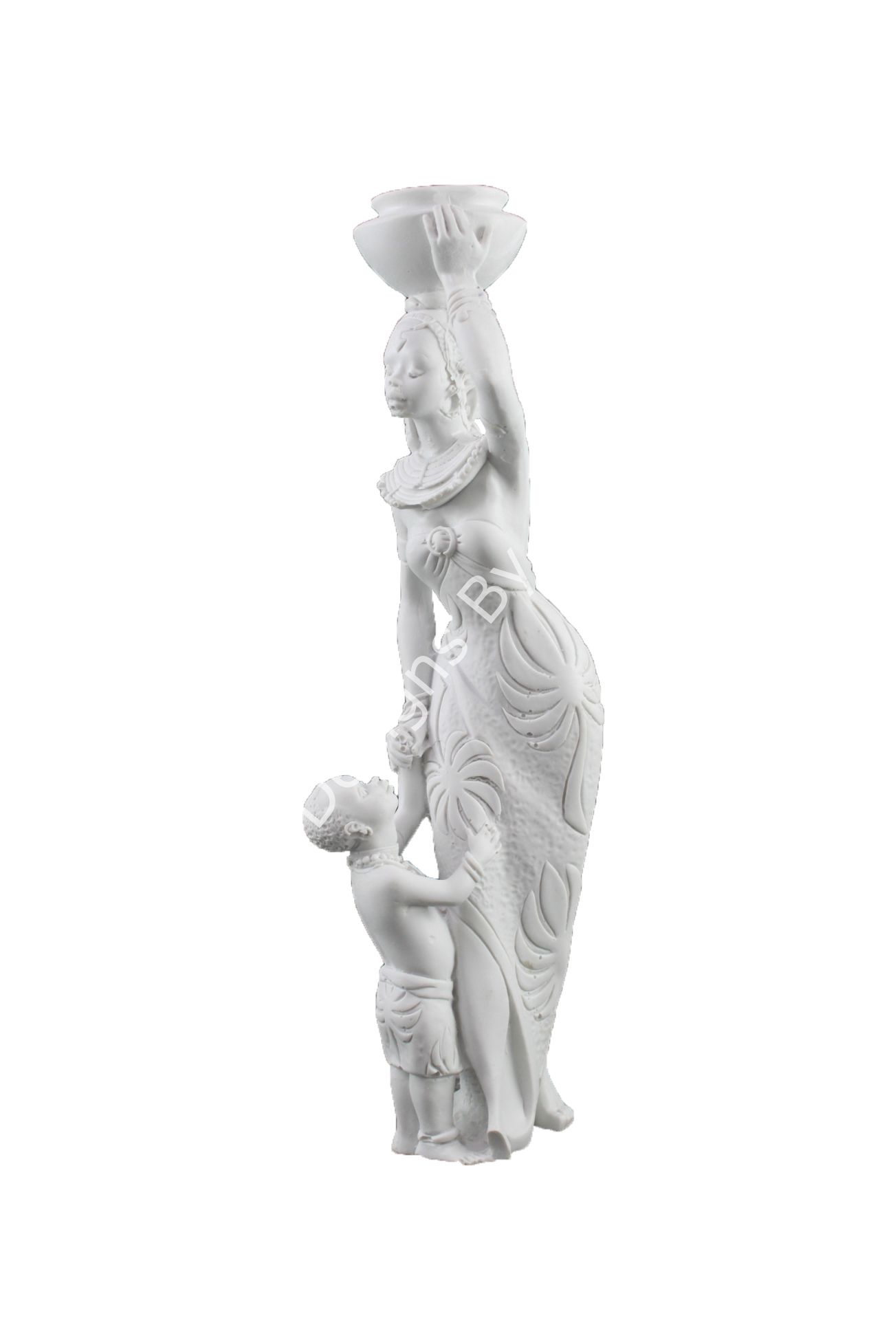 Boyanabilir Polyester Ham Objeler -ÇOCUKLU TEPSİLİ SENEGALLİ KADIN 34X11 CM