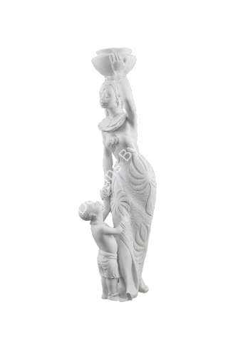 Boyanabilir Polyester Ham Objeler -ÇOCUKLU TEPSİLİ SENEGALLİ KADIN 34X11 CM