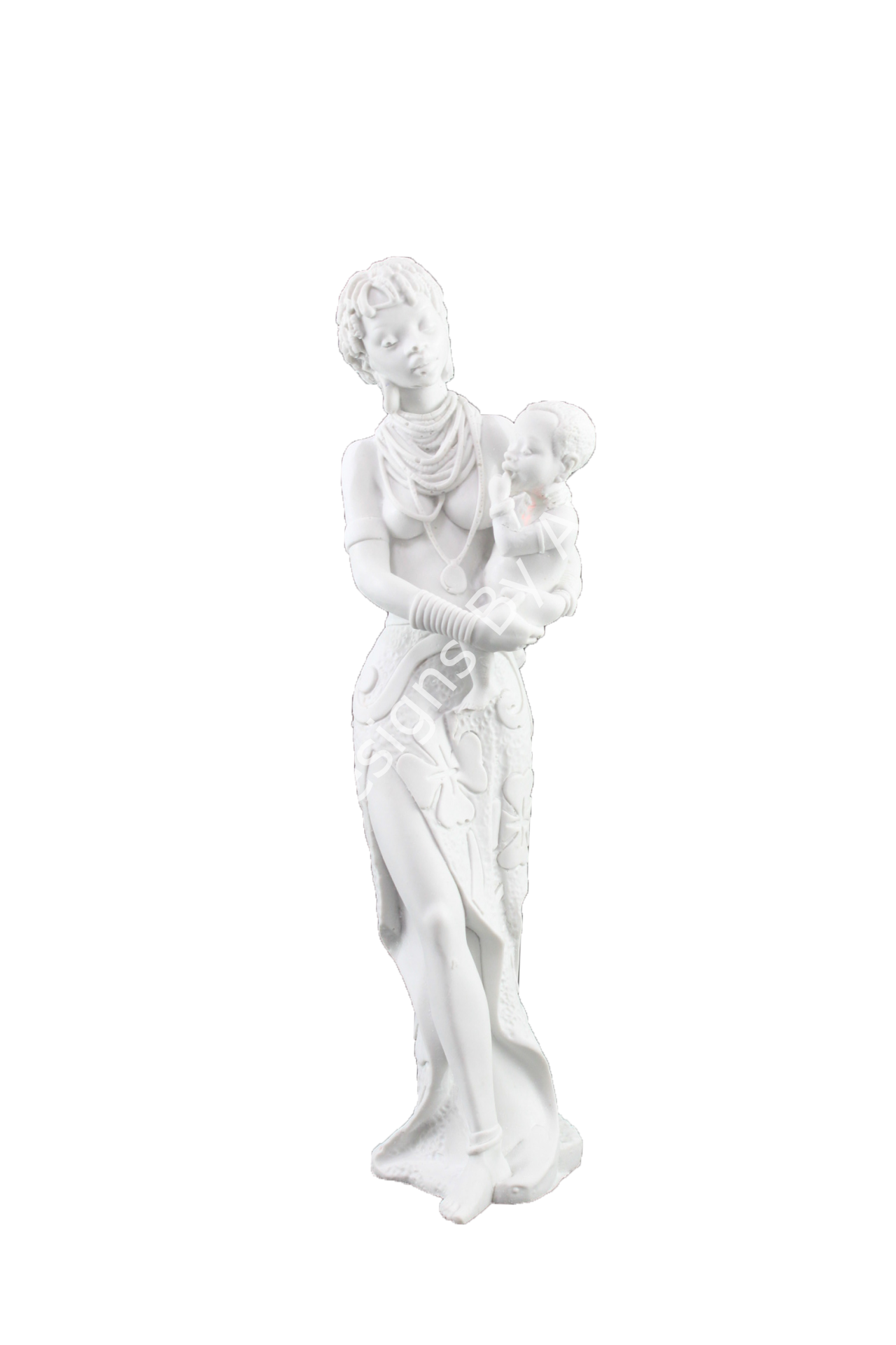 Boyanabilir Polyester Ham Objeler -KUCAĞINDA BEBEKLİ SENEGALLİ KADIN 31X7 CM