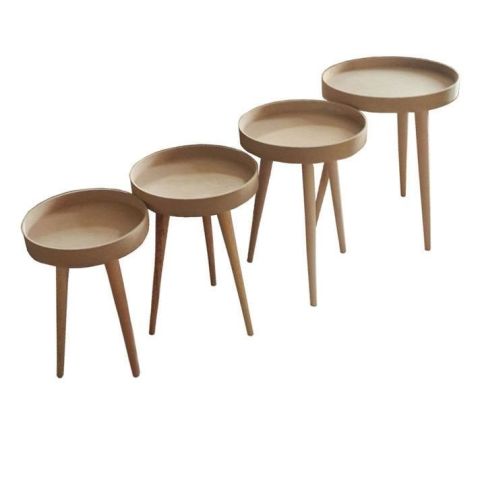 Boyanabilir Ahşap Ham Objeler -ÜÇ AYAKLI YUVARLAK DERİN SEHPA 53X53X62 cm