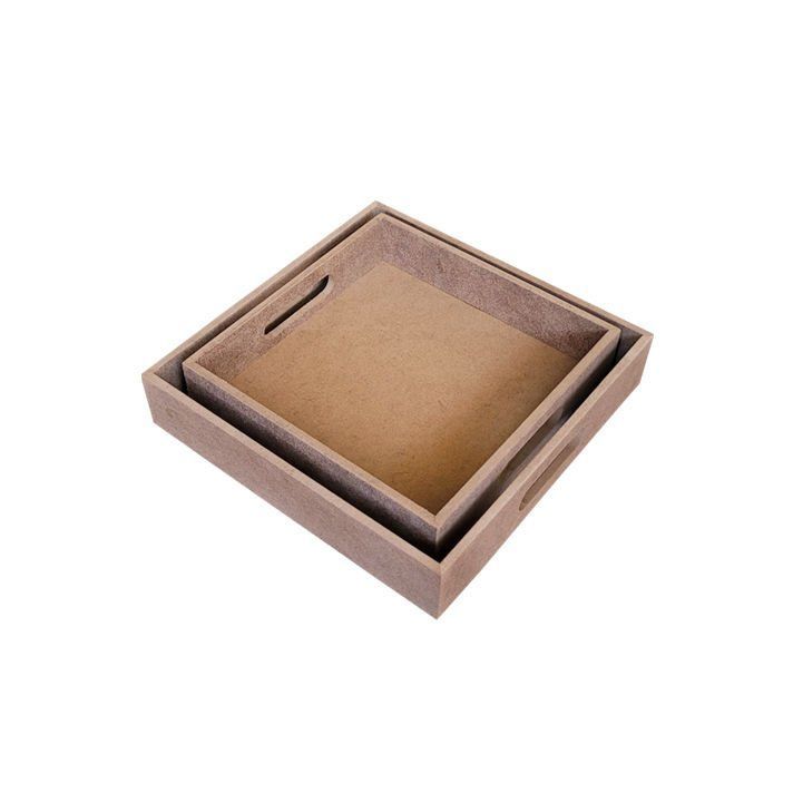 Boyanabilir Ahşap Ham Objeler -KARE TEPSİ 21X21 CM