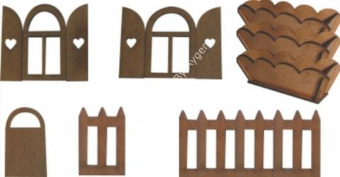 Boyanabilir Ahşap Ham Objeler - POŞETLİK SÜS SETİ