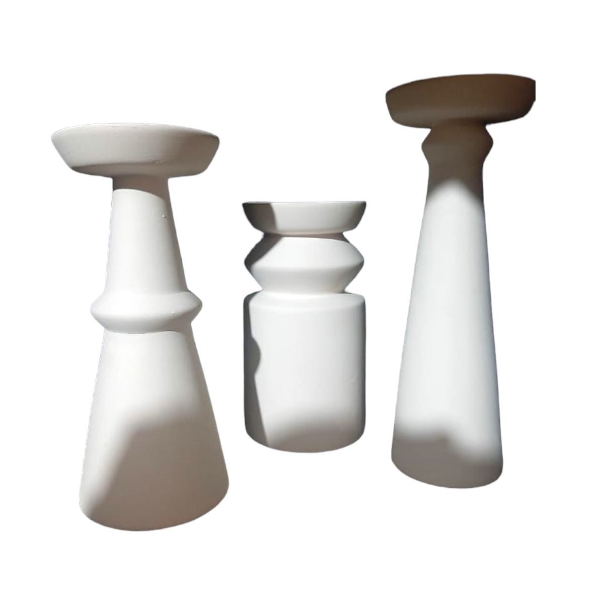Boyanabilir Seramik Ham Objeler -SERAMİK ÜÇLÜ MODERN VAZO SET
