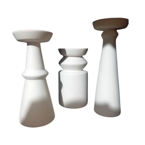 Boyanabilir Seramik Ham Objeler -SERAMİK ÜÇLÜ MODERN VAZO SET
