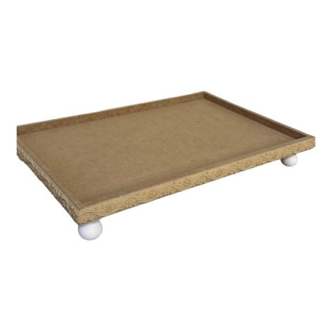 Boyanabilir Ahşap Ham Objeler -OYMALI İNCE DİKDÖRTGEN TEPSİ 3 34X23 CM